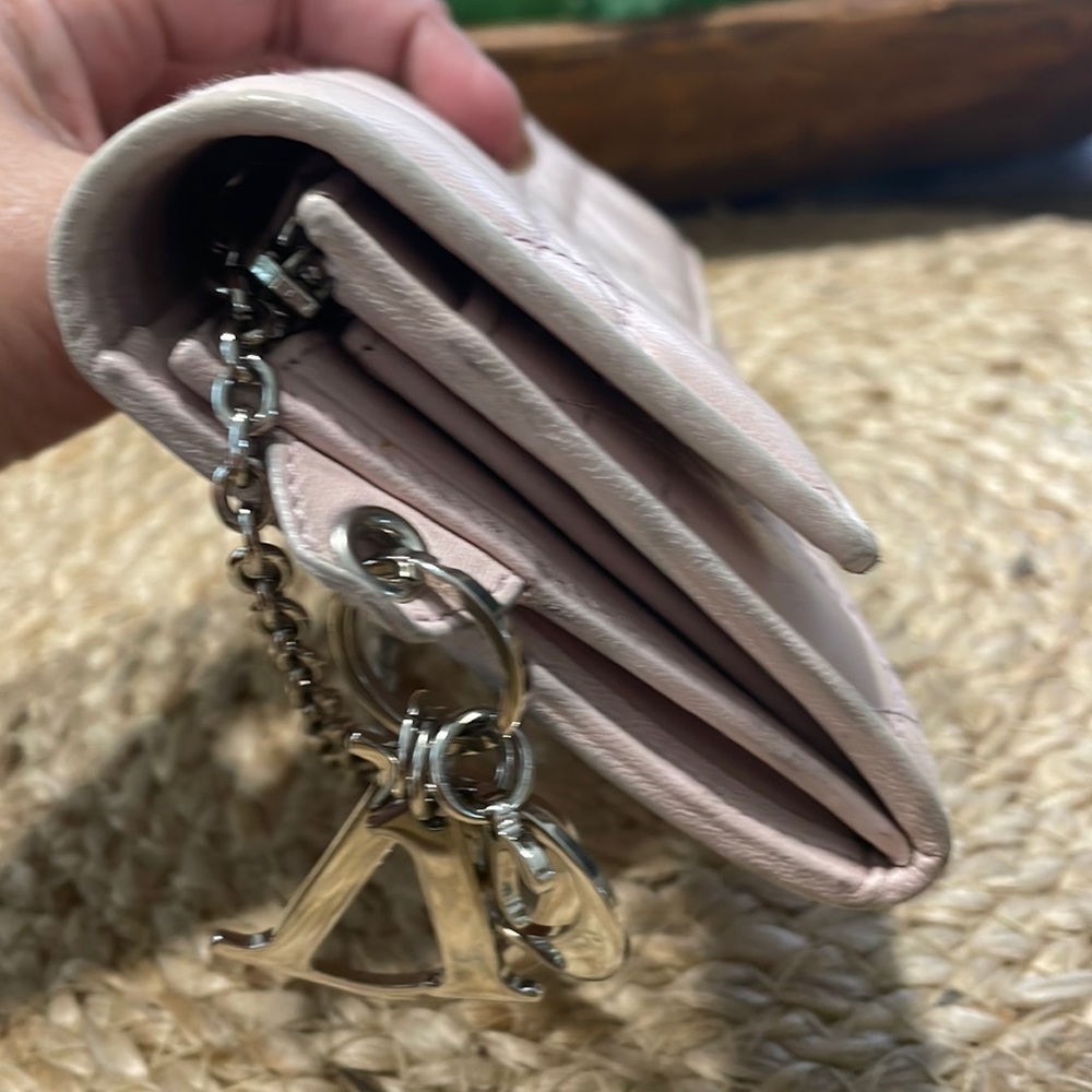 (MT150) Authentic Lady Dior Pink Cannage Quilt Lambskin Wallet on Chain - Picture 5 of 15